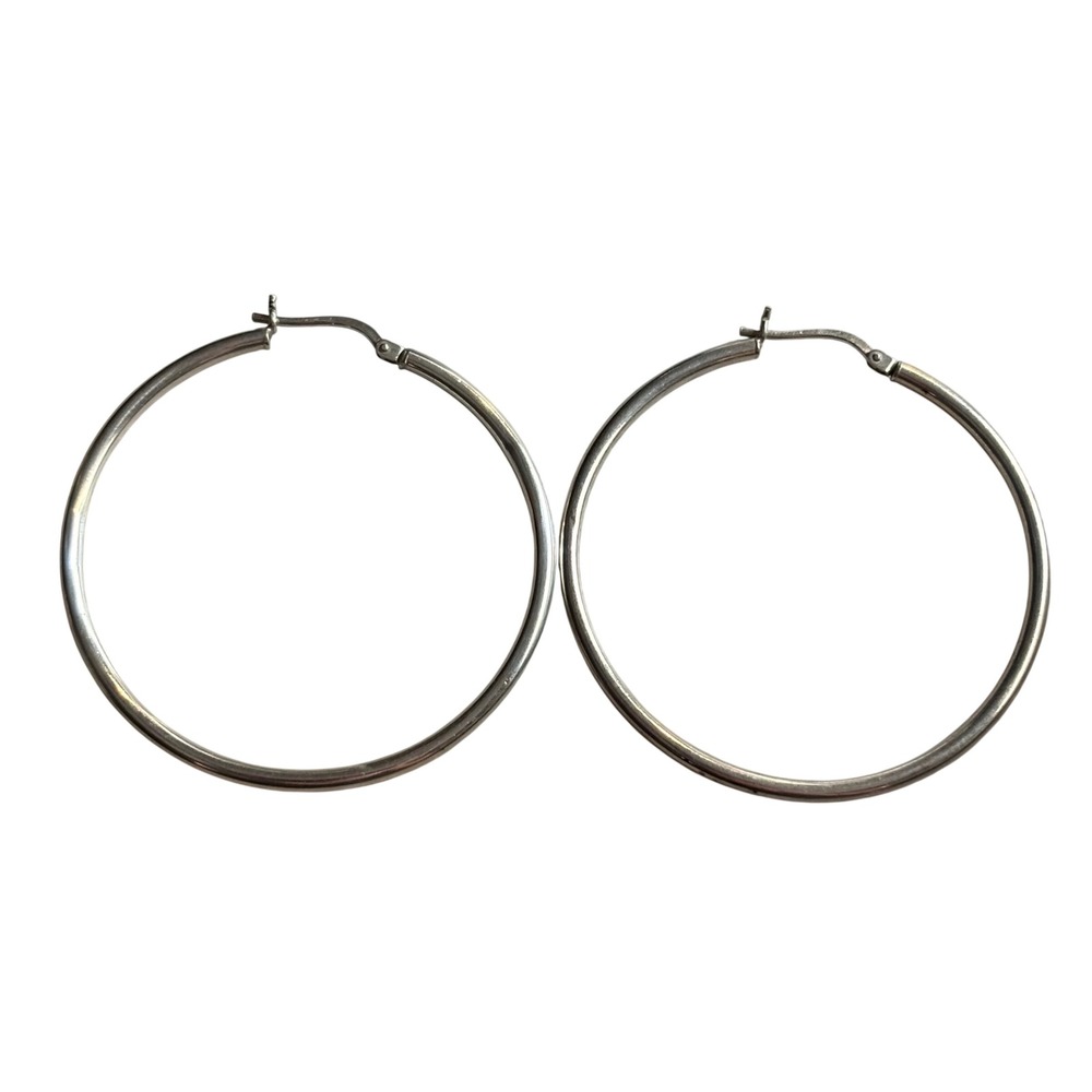 Vintage Silver 925 Large High Polish Hoop Earrings